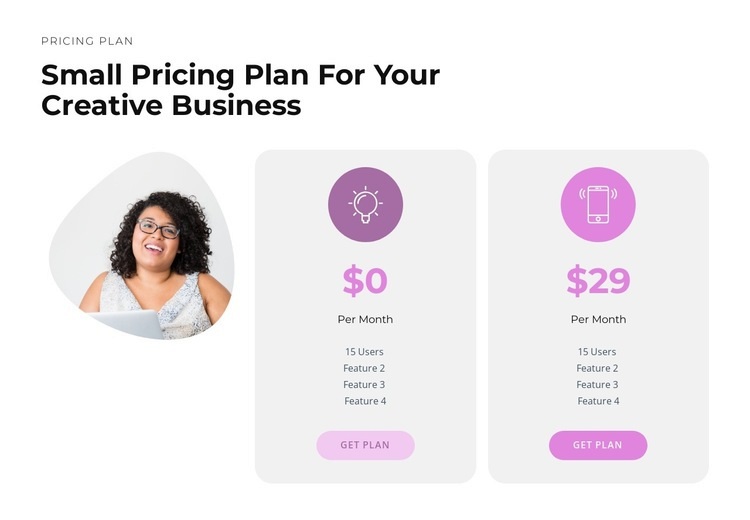 Small Pricing Homepage Design
