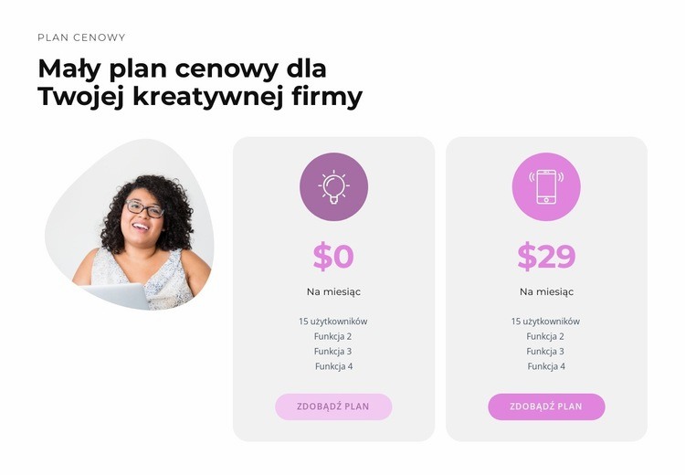 Małe ceny Projekt strony internetowej