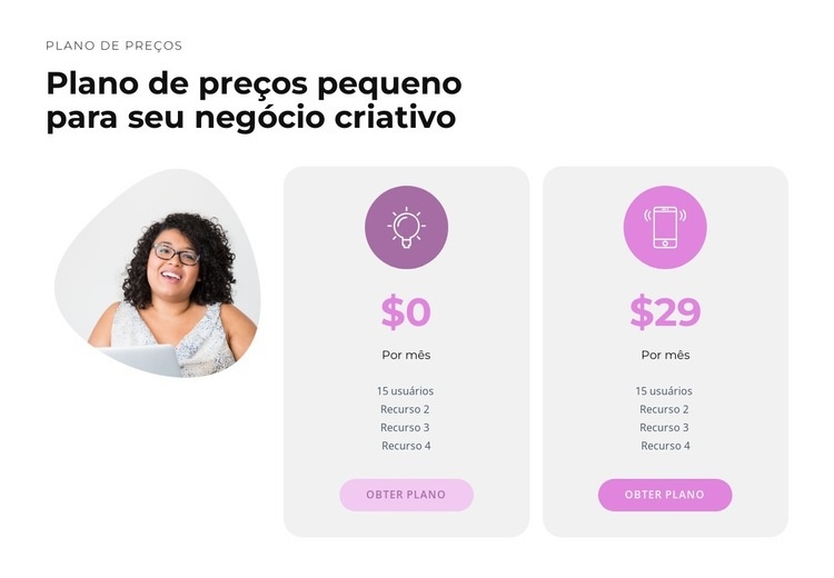 Preço pequeno Design do site