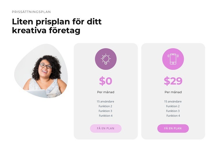 Liten prissättning HTML-mall