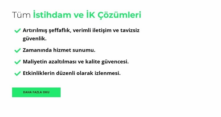 Uzmanlar için gereksinimler Bir Sayfa Şablonu