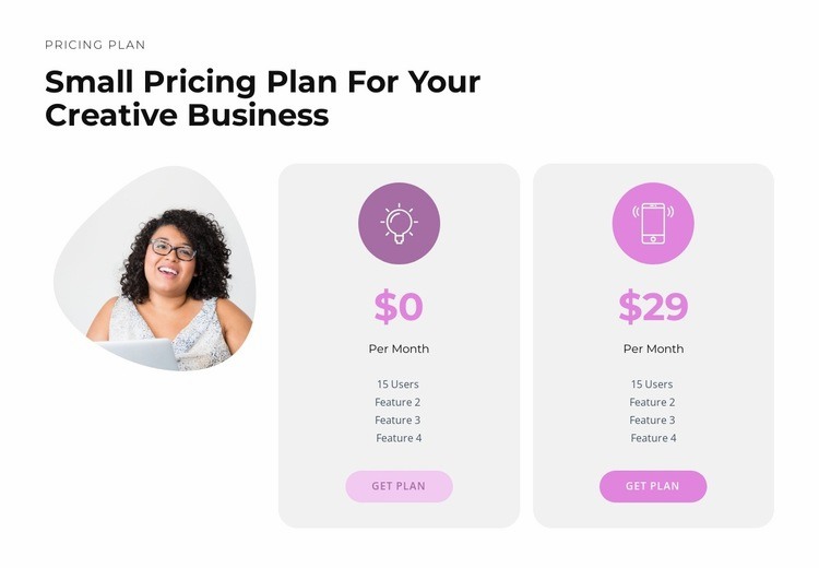 Small Pricing Web Page Design