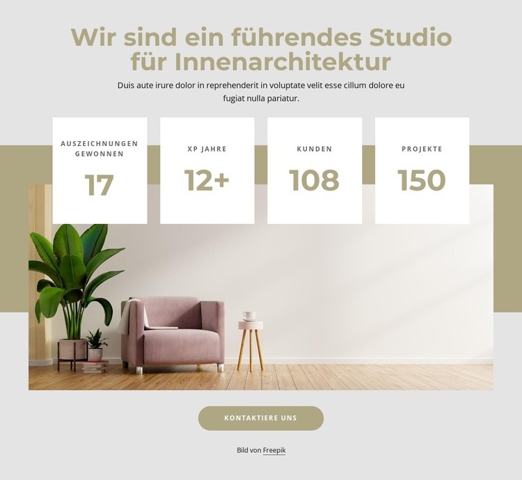 Führendes Innenstudio Eine Seitenvorlage