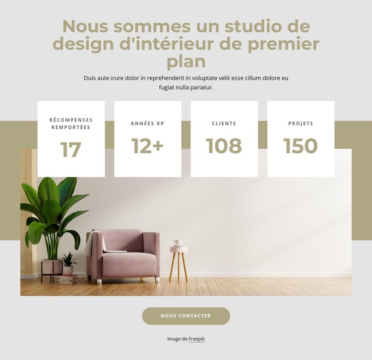 Premier studio d'intérieur Maquette de site Web