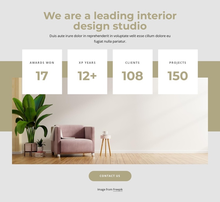 Leading interior studio One Page Template