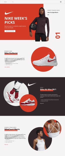 Oblíbené Nike - Drag And Drop HTML Builder