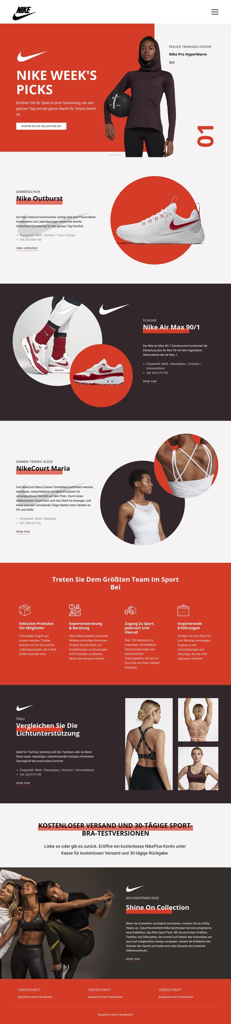 Nike Favoriten Website-Modell