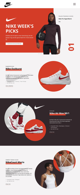Nike Favoriten – Fertiges Website-Design