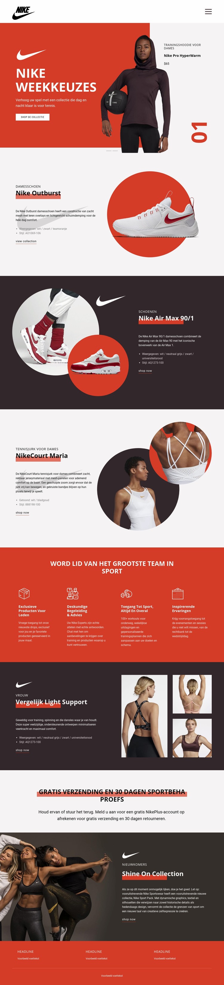 Nike favorieten Website Builder-sjablonen