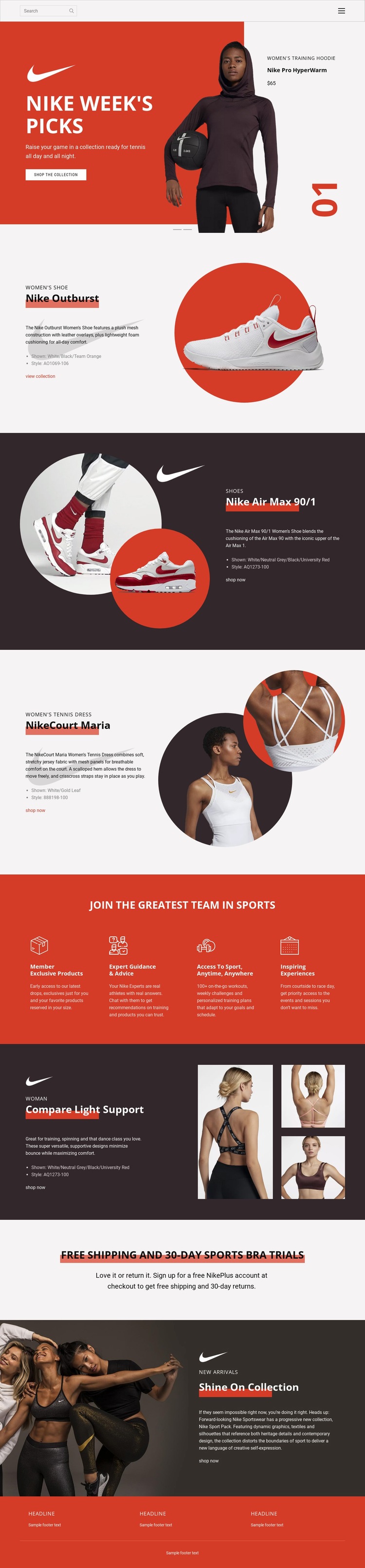 Nike favoriter Html webbplatsbyggare