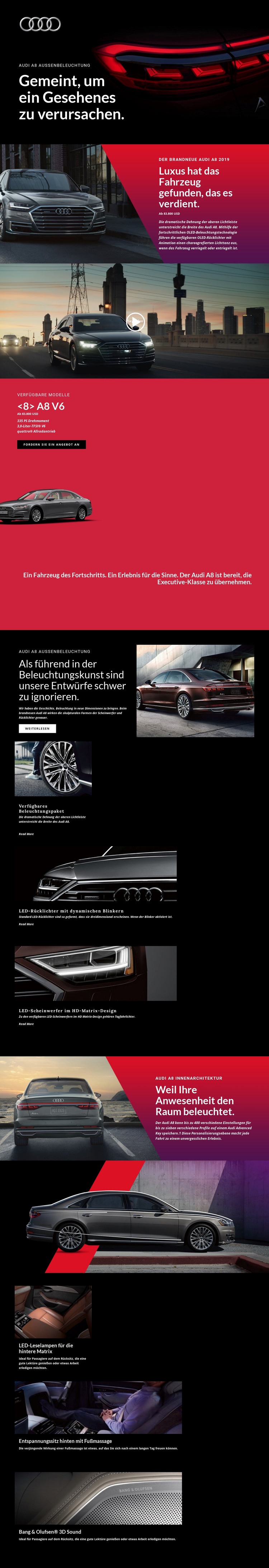 Audi Luxusautos Website Builder-Vorlagen