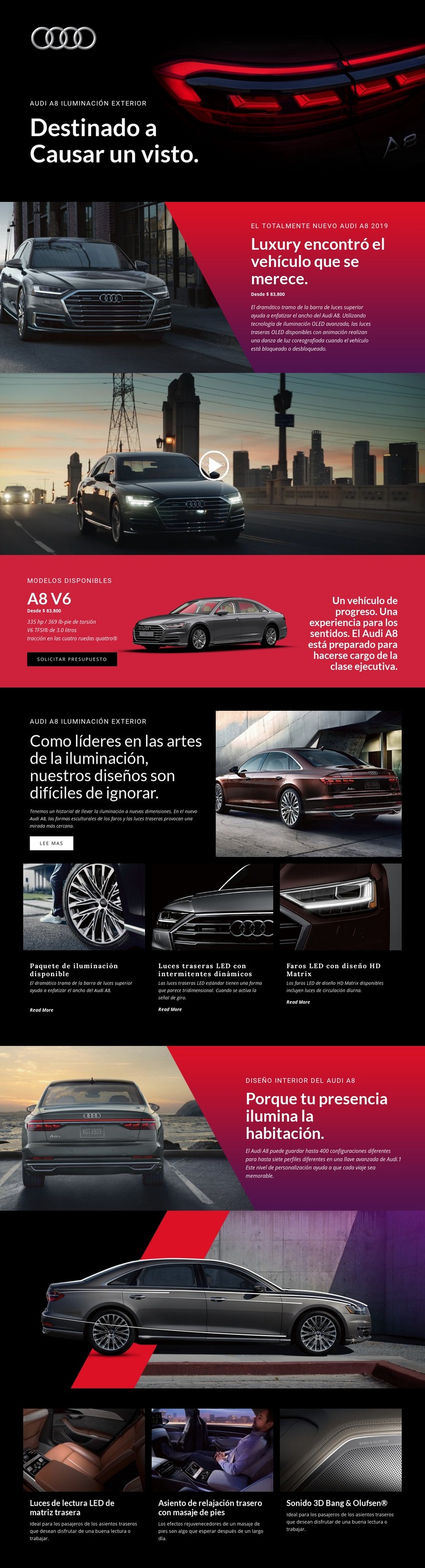 Coches de lujo Audi Diseño de páginas web