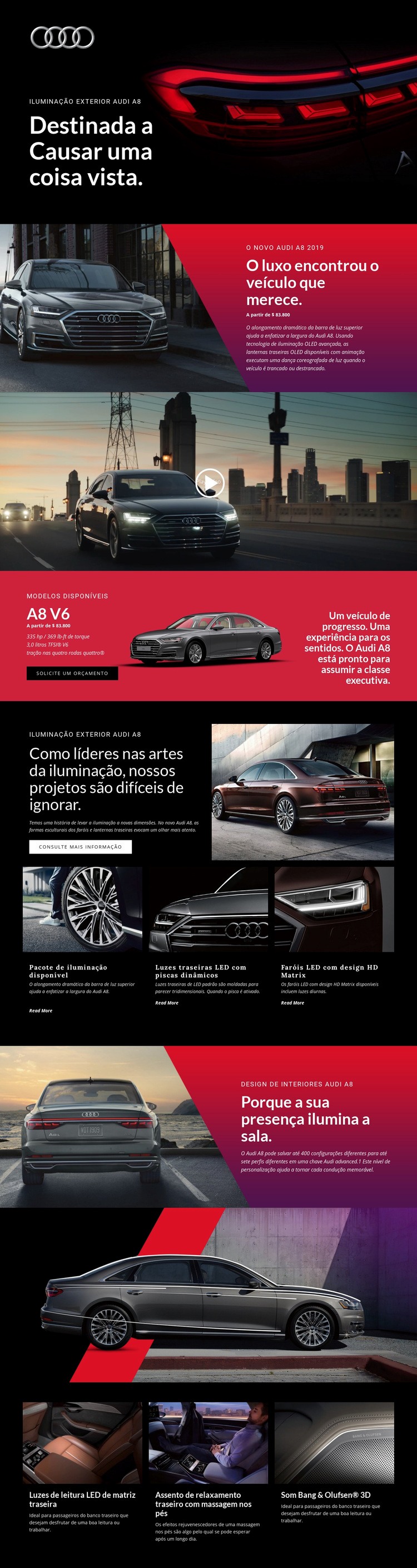 Carros de luxo Audi Landing Page