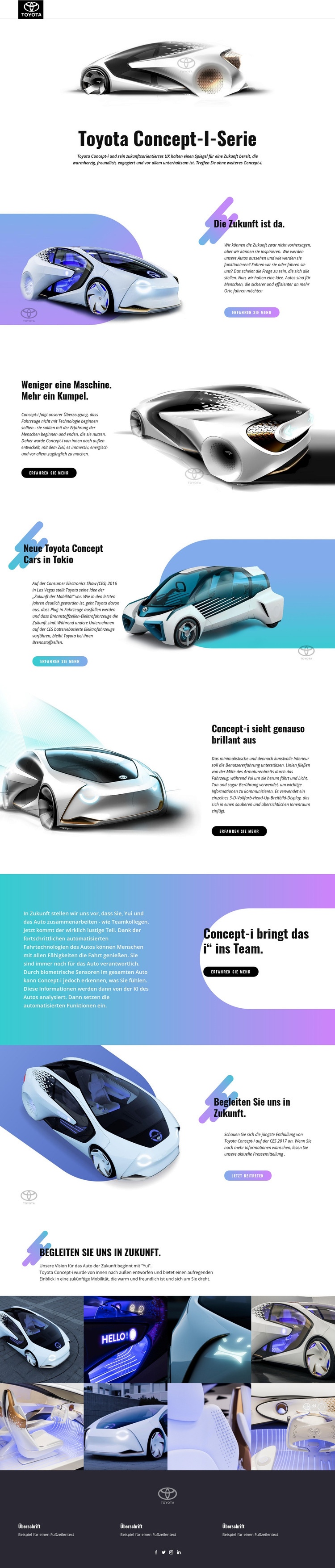 Fortschrittliche Innovationsautos Website design