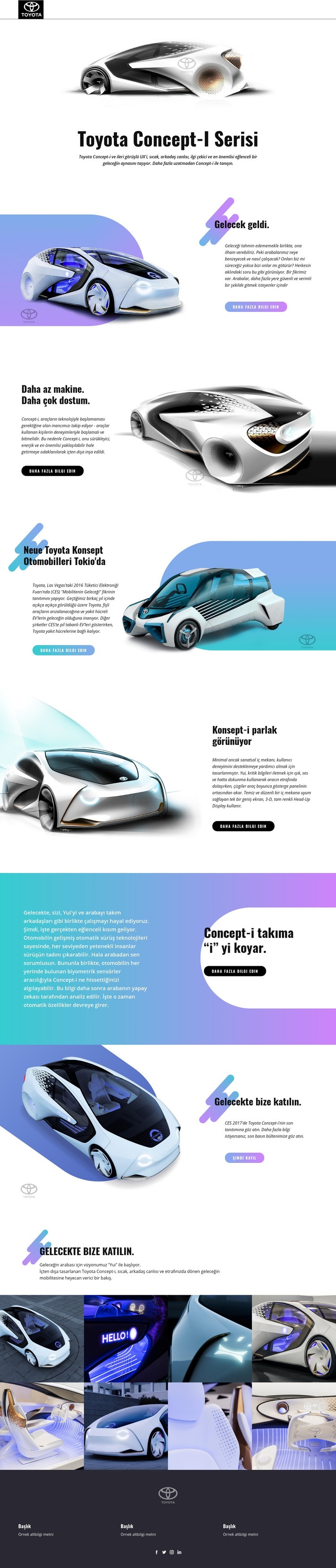 Gelişmiş yenilik arabaları Açılış sayfası
