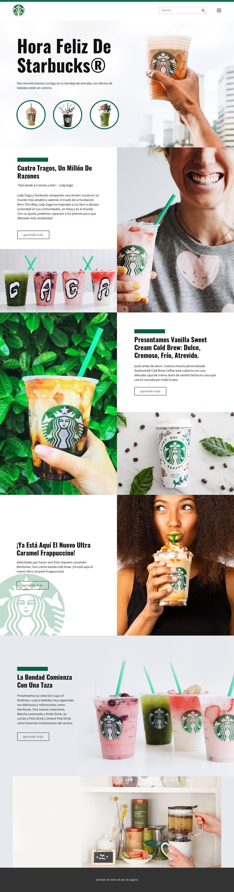 Café de Starbucks Maqueta de sitio web