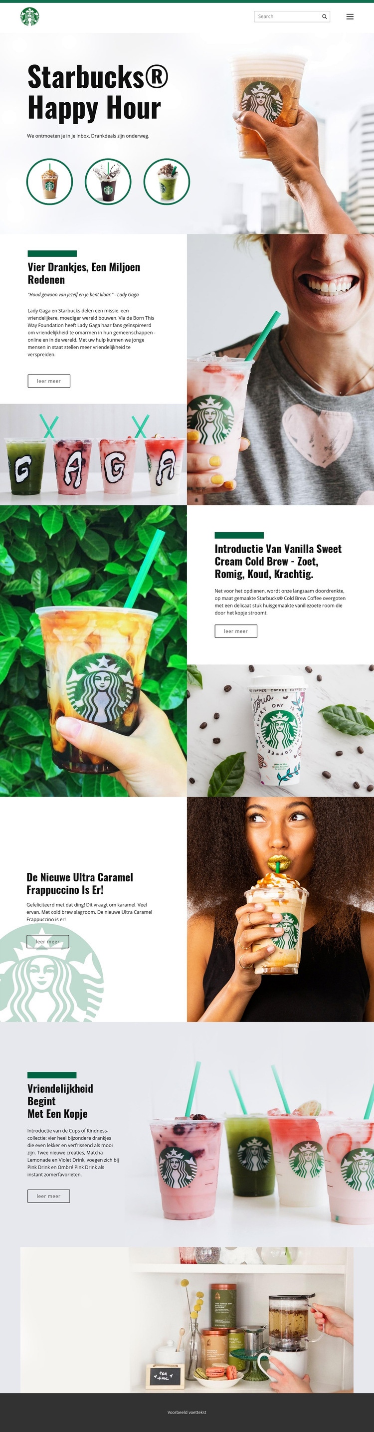 Starbucks koffie Website mockup