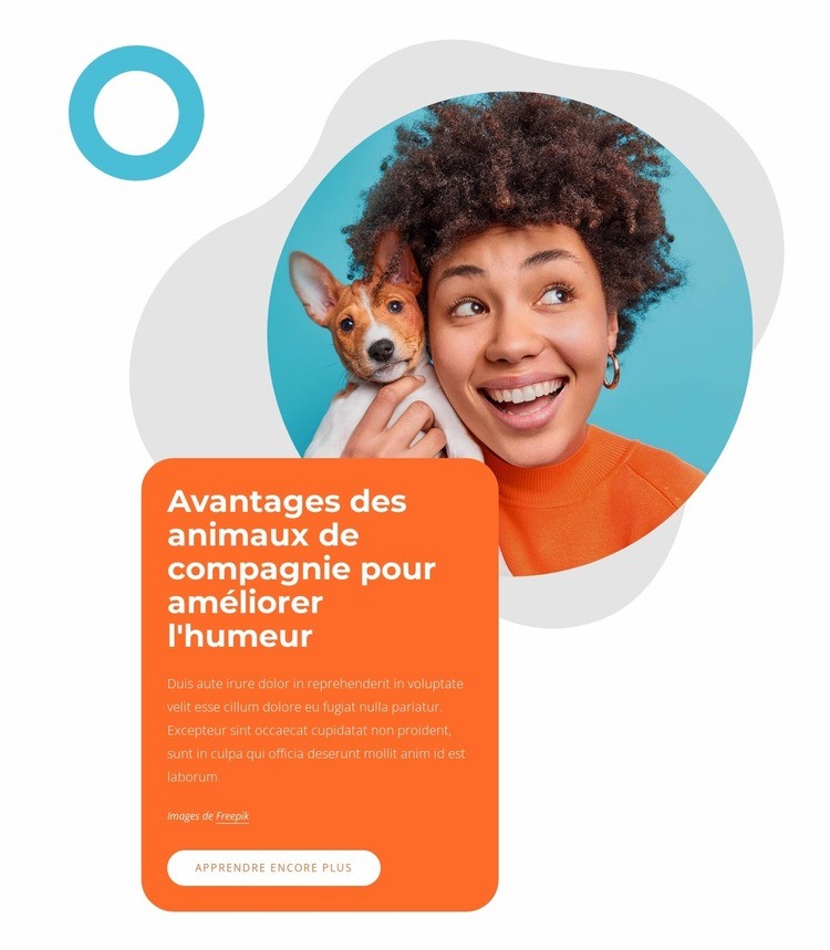 Les bienfaits des animaux de compagnie sur l'humeur Modèles de constructeur de sites Web