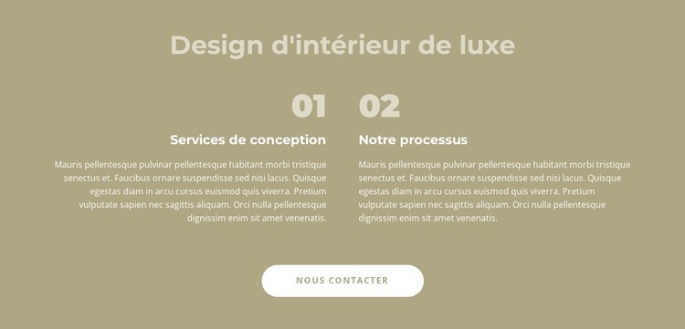 Design d'intérieur de luxe Page de destination