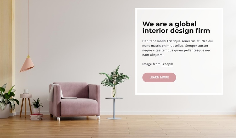 Global interior design firm One Page Template