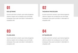 Numaralandırılmış ızgara Tekrarlayıcı Için Ana Sayfa Bölümleri