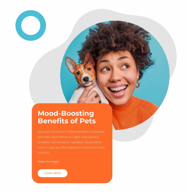 Mood-boosting benefits of pets Website Design