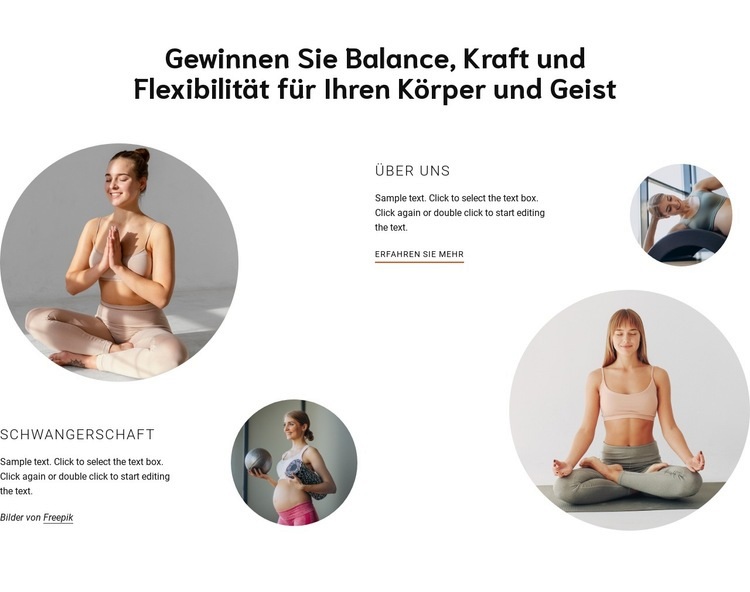 Kraft und Flexibilität für Körper, Eine Seitenvorlage