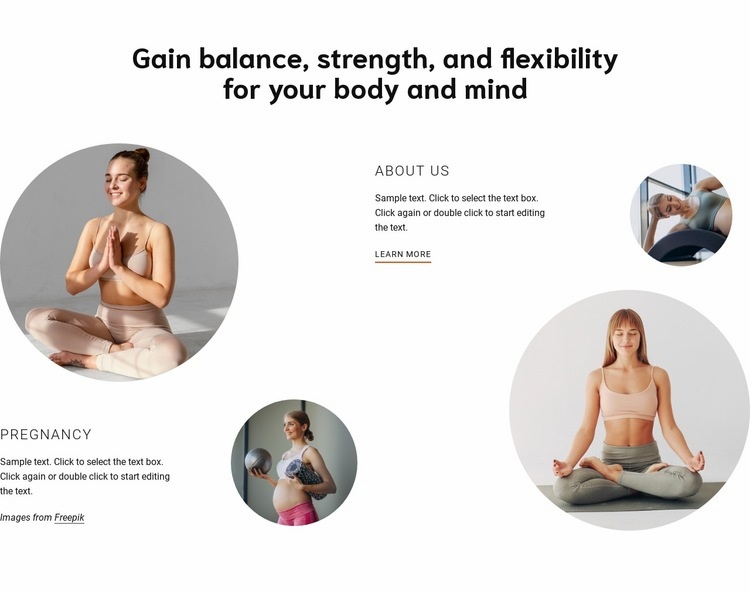 Strength and flexibility for body, Homepage Design