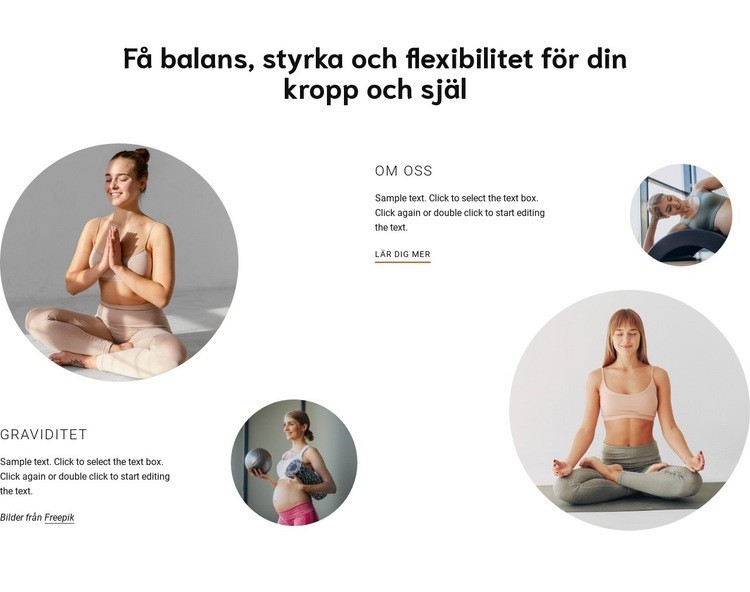 Styrka och flexibilitet för kroppen, Webbplats mall