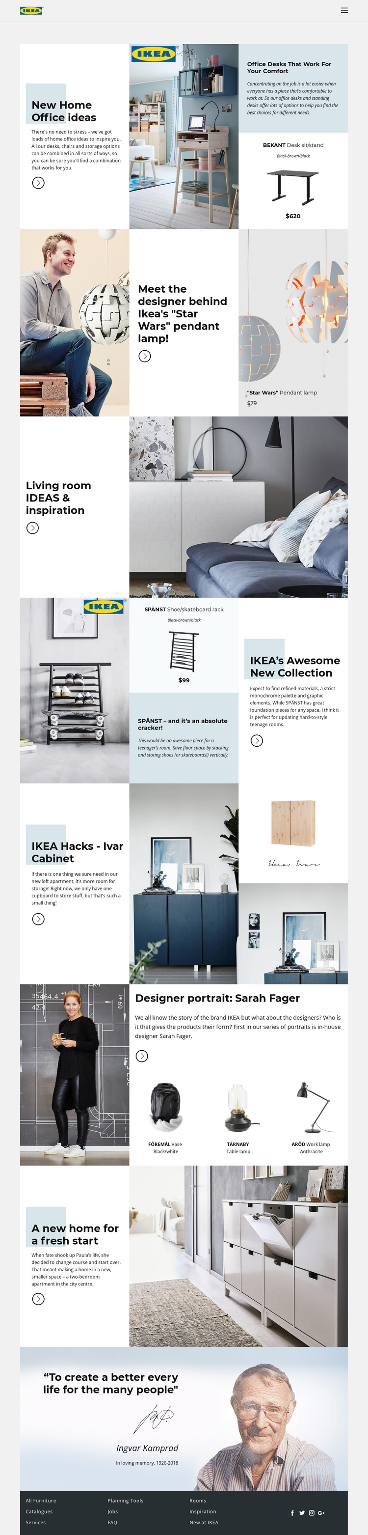 Inspiration from IKEA One Page Template