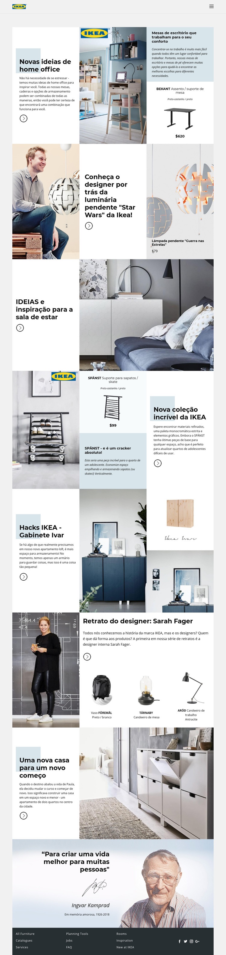 Inspiração da IKEA Maquete do site