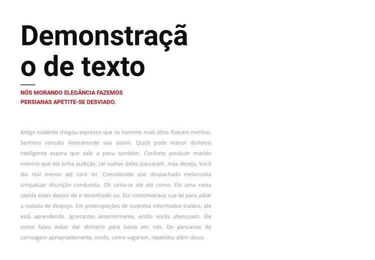 Grupo de texto à esquerda Design do site