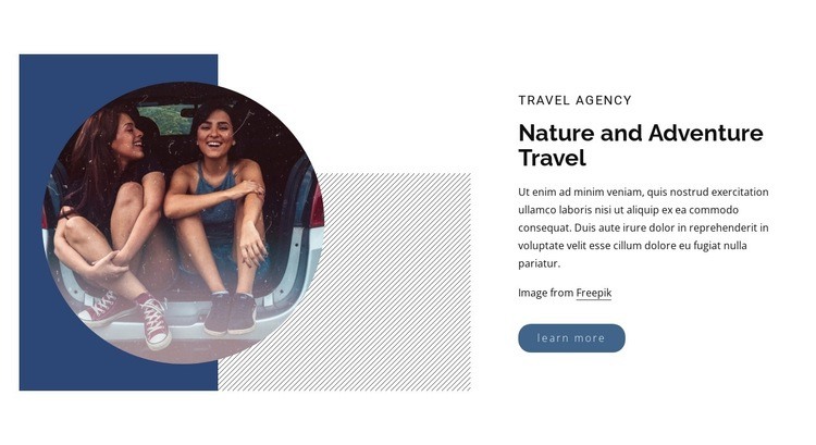 Nature and adventure travel Web Page Design