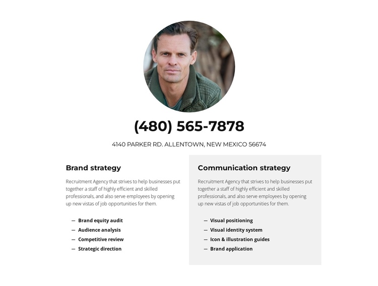 Contacts of our specialist One Page Template