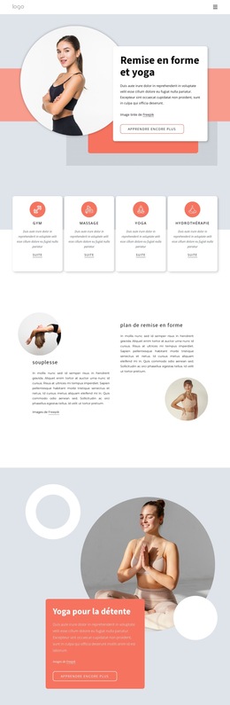 Remise En Forme Et Yoga - Modèle De Site Web Professionnel Premium