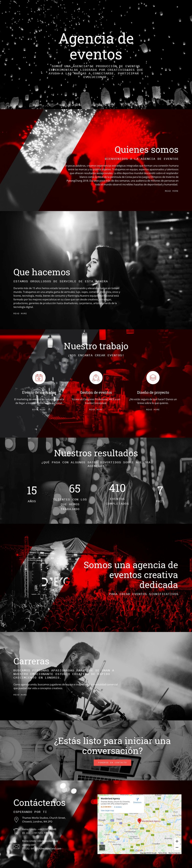 Agencia de eventos Diseño de páginas web