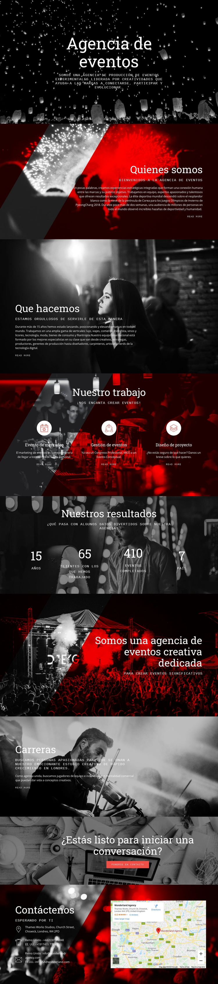 Agencia de eventos Plantilla de sitio web