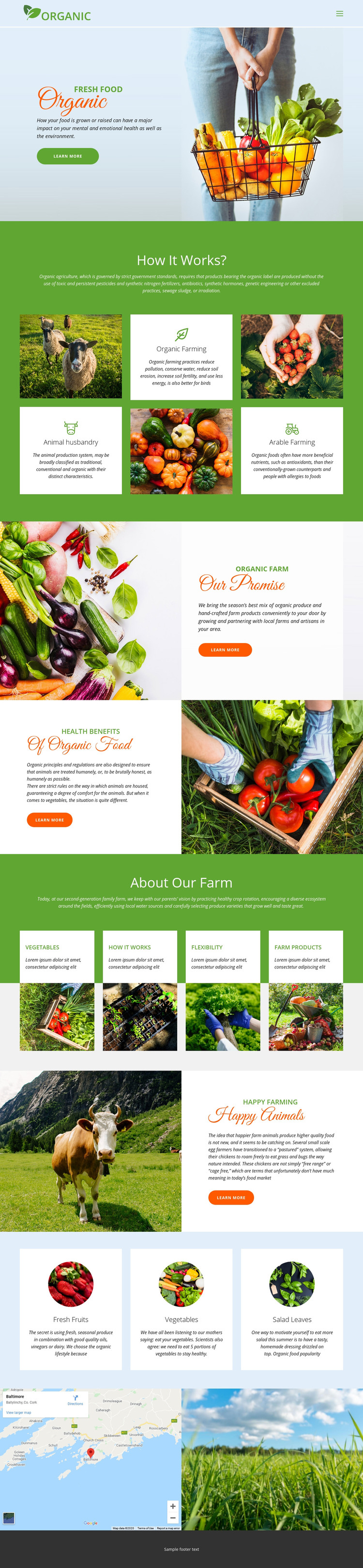 Eat best organic food Homepage Design