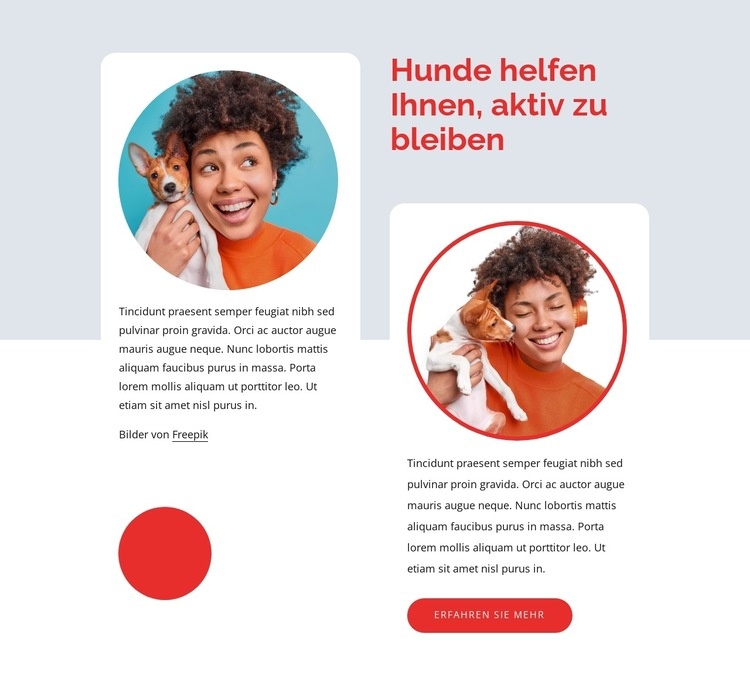 Hunde helfen Ihnen, aktiv zu bleiben Website-Modell