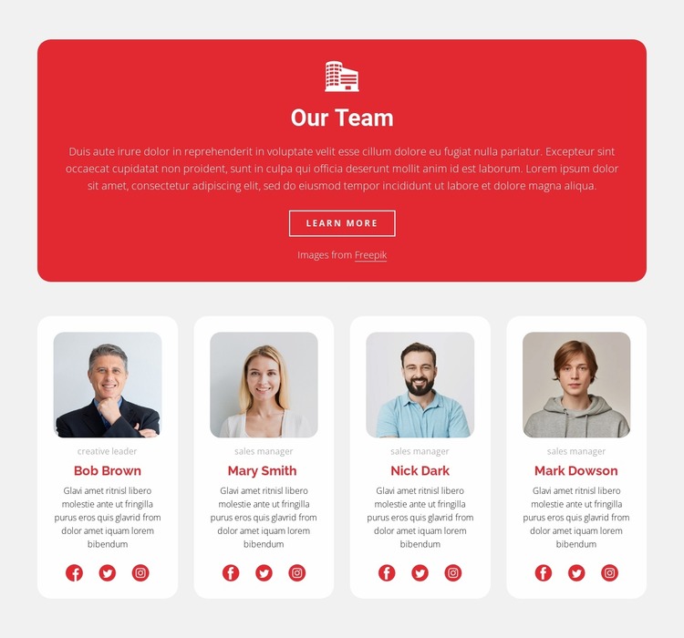 Meet our friendly real estate team Html Website Builder