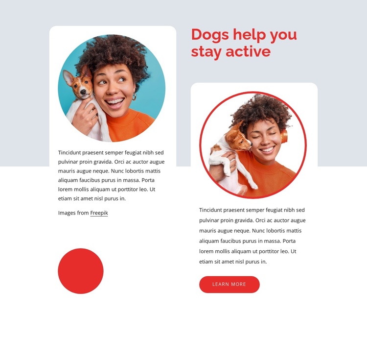 Dogs hepl you stay active Joomla Template