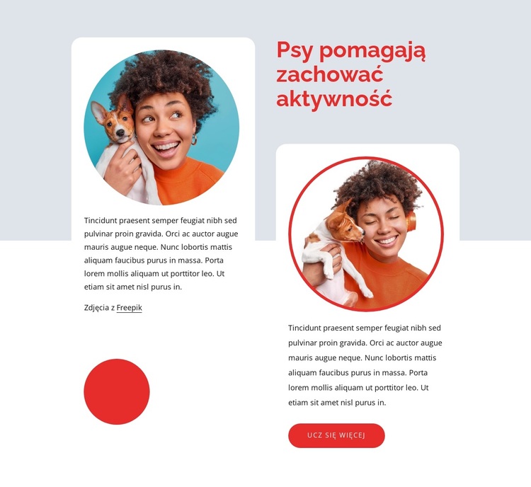 Psy pomagają zachować aktywność Motyw WordPress