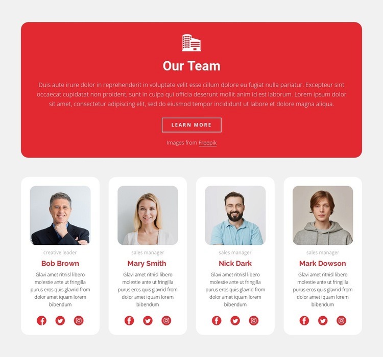 Meet our friendly real estate team Web Page Design
