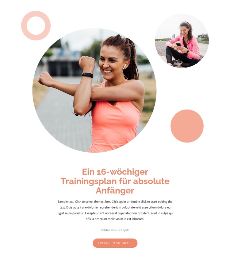 Ein 16-Wochen-Trainingsplan Website-Vorlage