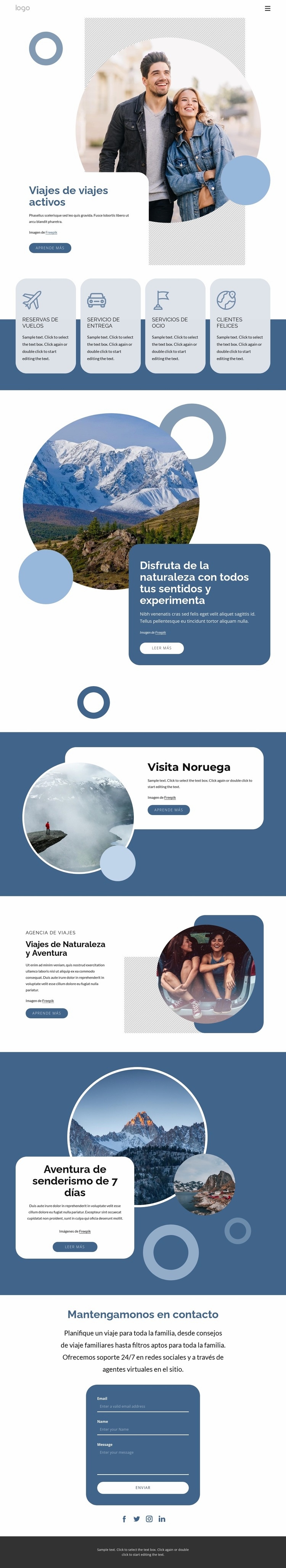 Viajes de viajes activos Diseño de páginas web