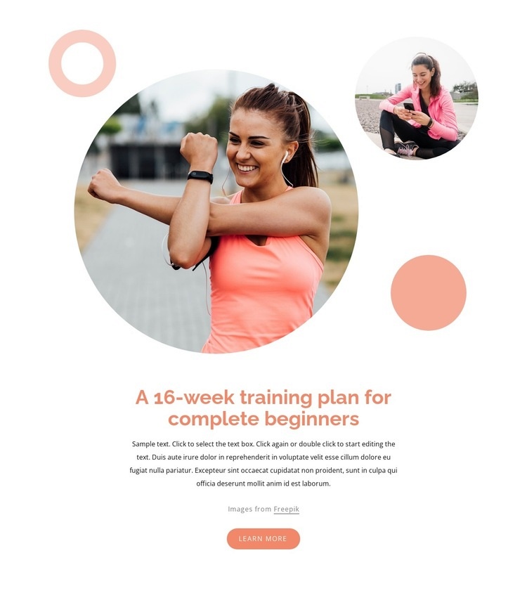 A 16-week training plan Homepage Design