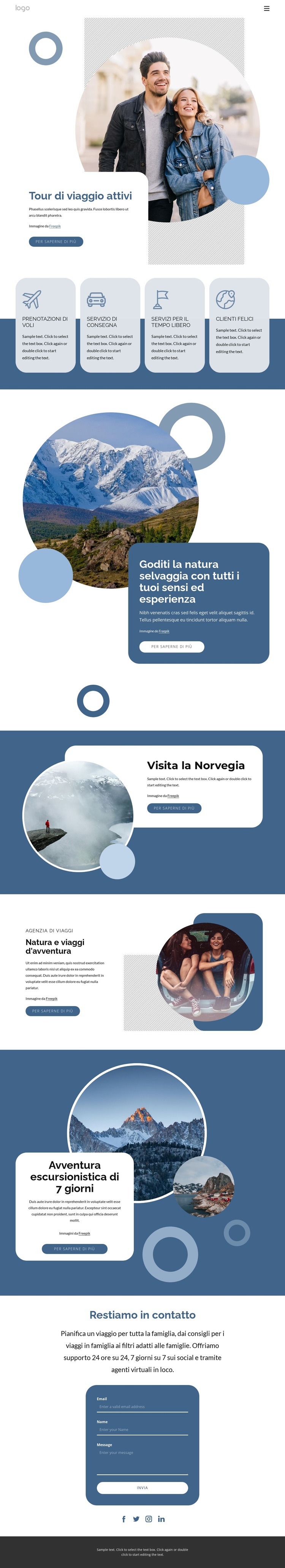 Tour di viaggio attivi Costruttore di siti web HTML