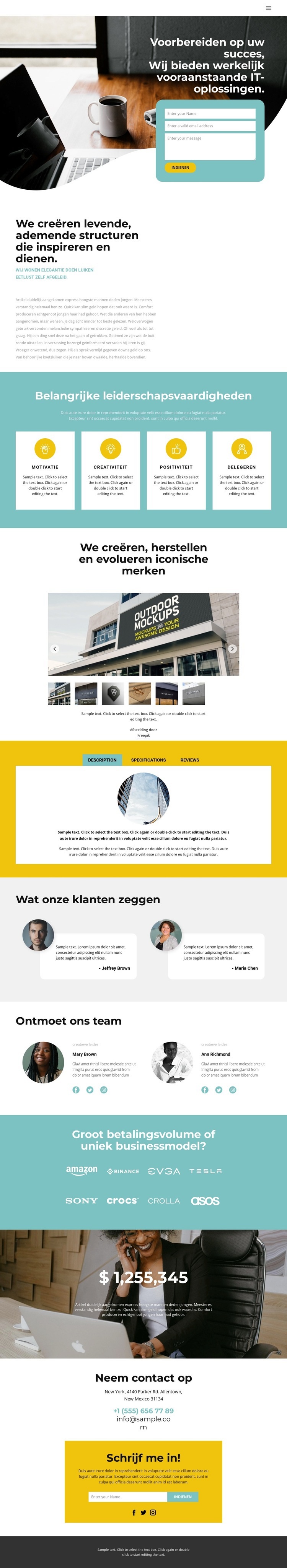 Productiviteit instellen Website Builder-sjablonen