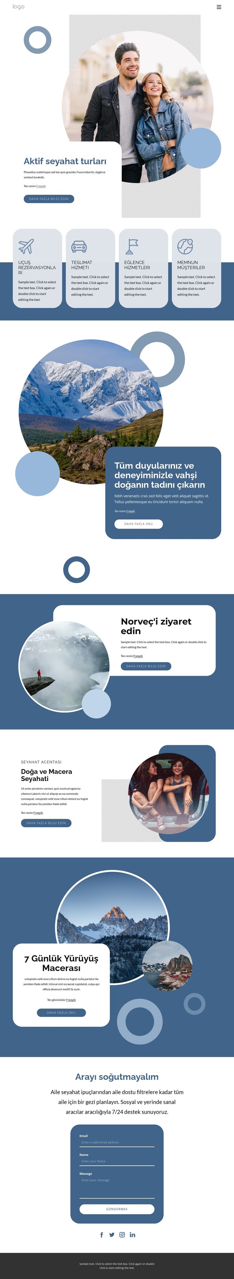 Aktif seyahat turları Web Sitesi Mockup'ı