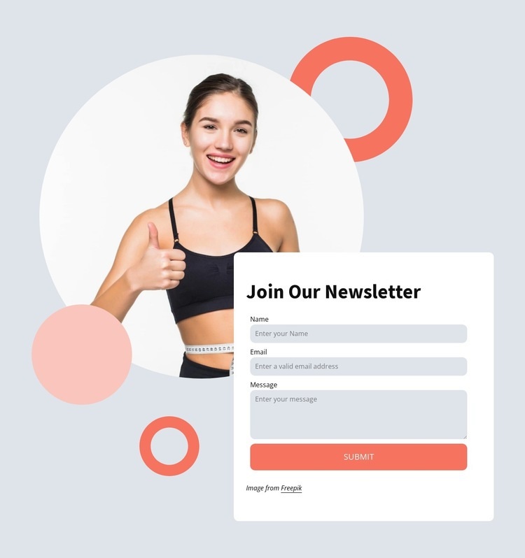 Join newsletter of our sport club Html Code Example